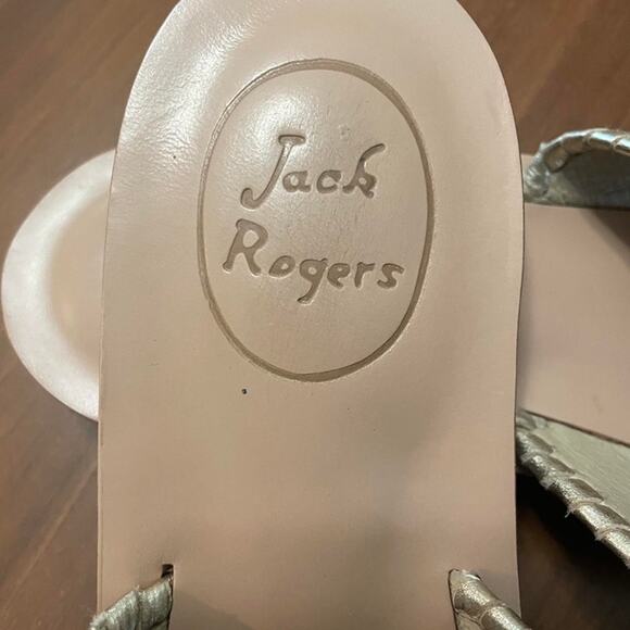 Jack Rogers Gold Leather & Tweed Sandals – Size 6.5 - Picture 5 of 6